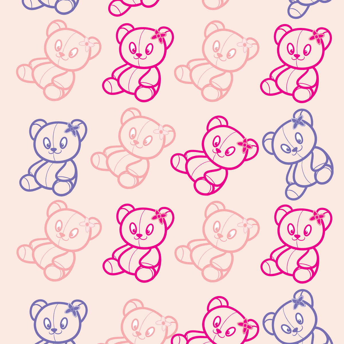 Papel de Parede Adesivo Menina Ursinho
