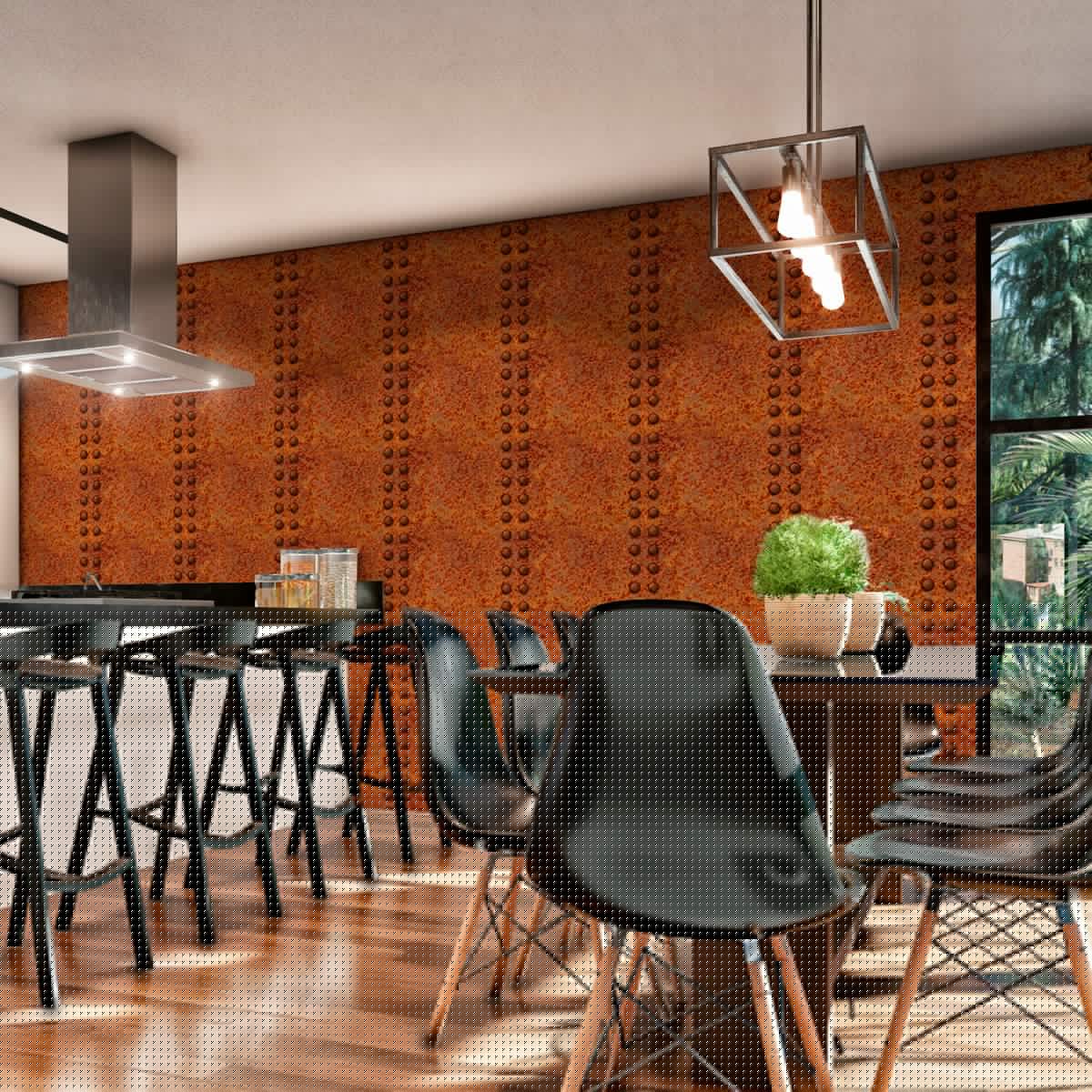 Papel de Parede Adesivo Industrial Aço Corten Decor 04