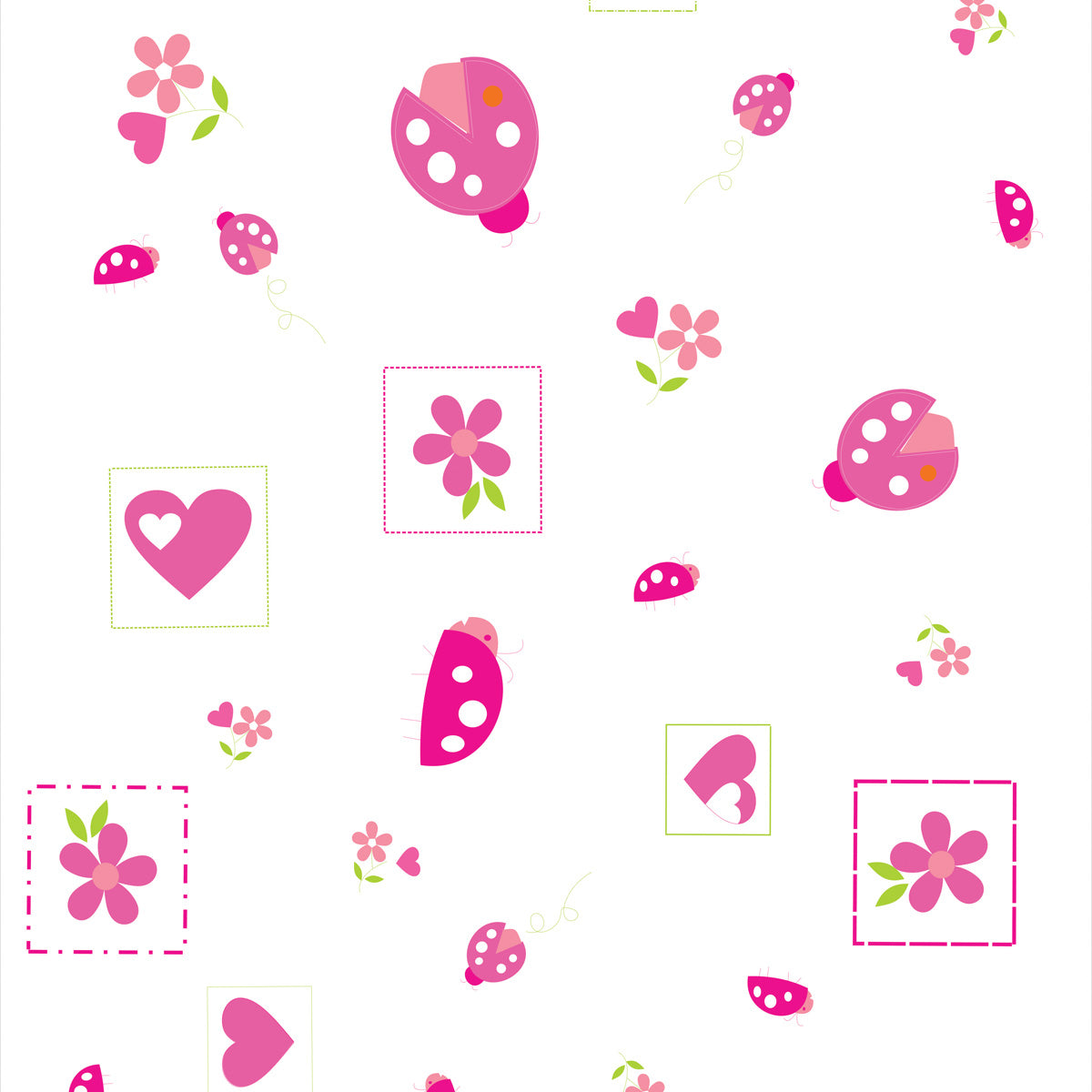 Papel de Parede Adesivo Menina Joaninha Flor