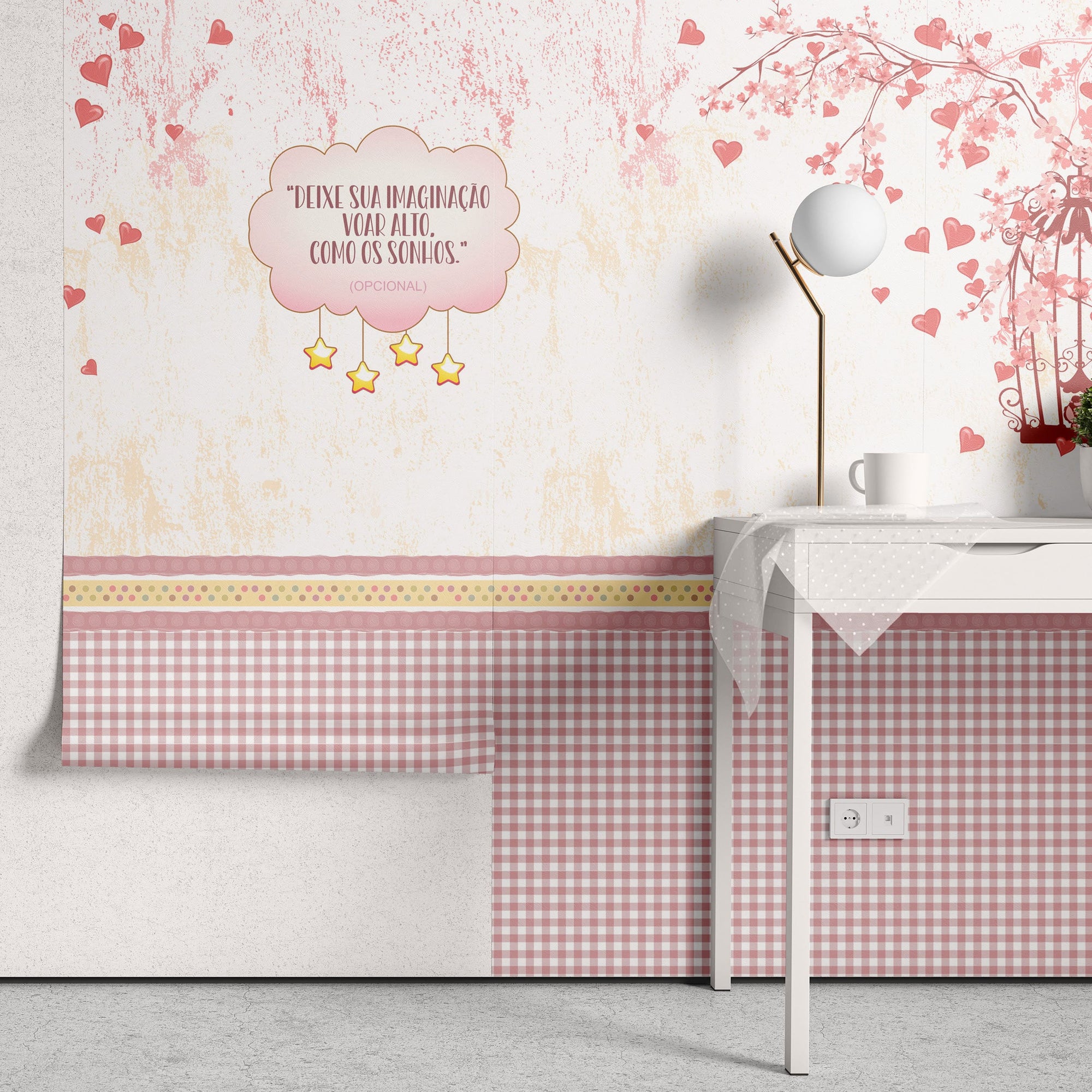 Papel de Parede Adesivo Menina Gaiola Amorosa - Painel