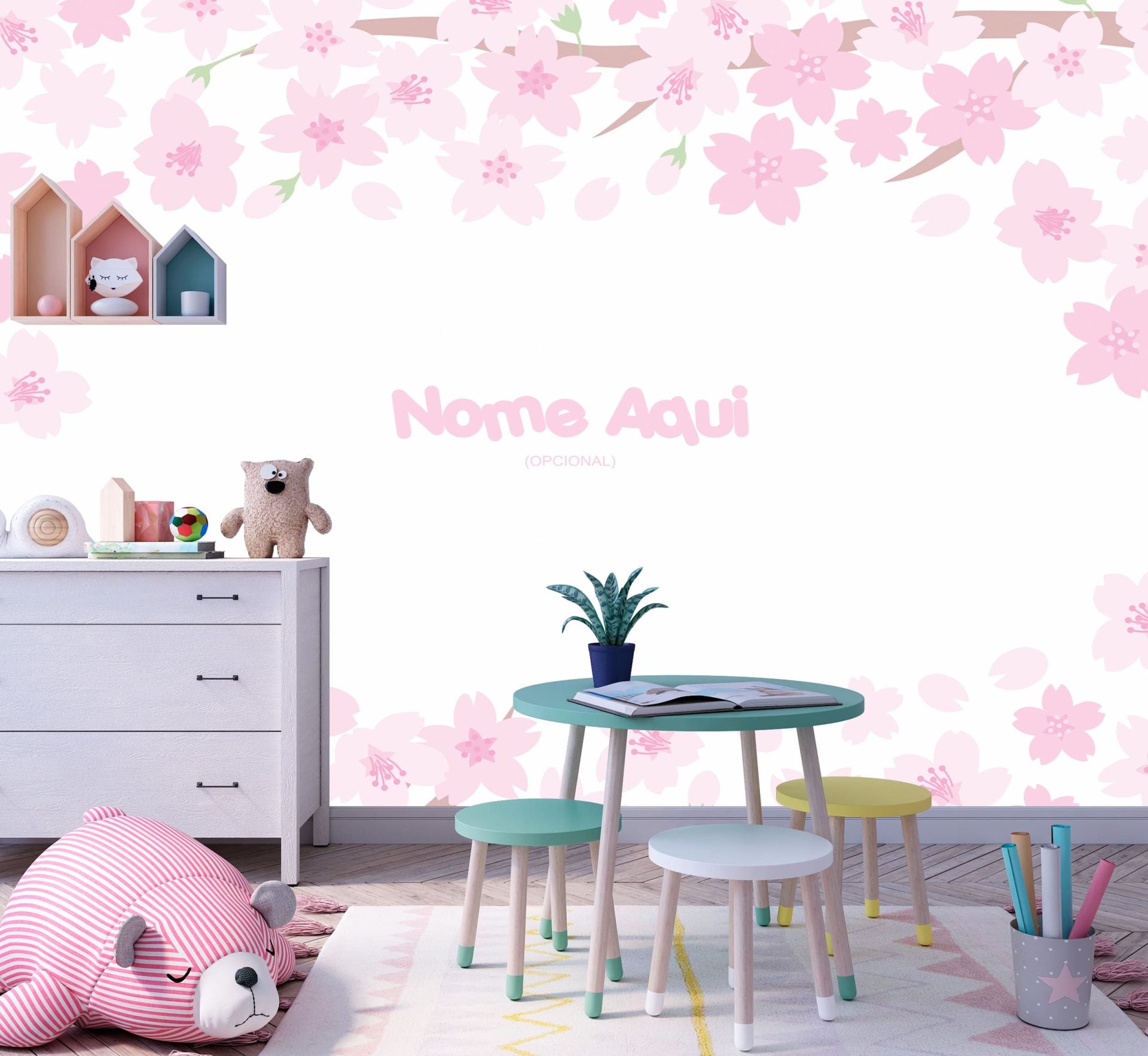 Papel de Parede Adesivo Menina Flores Cerejeira
