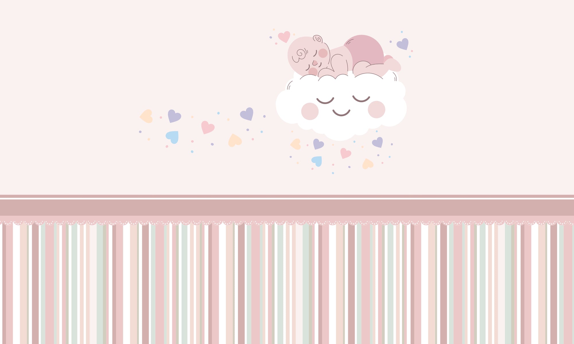 Papel de Parede Adesivo Menina Nuvem Carinhosa