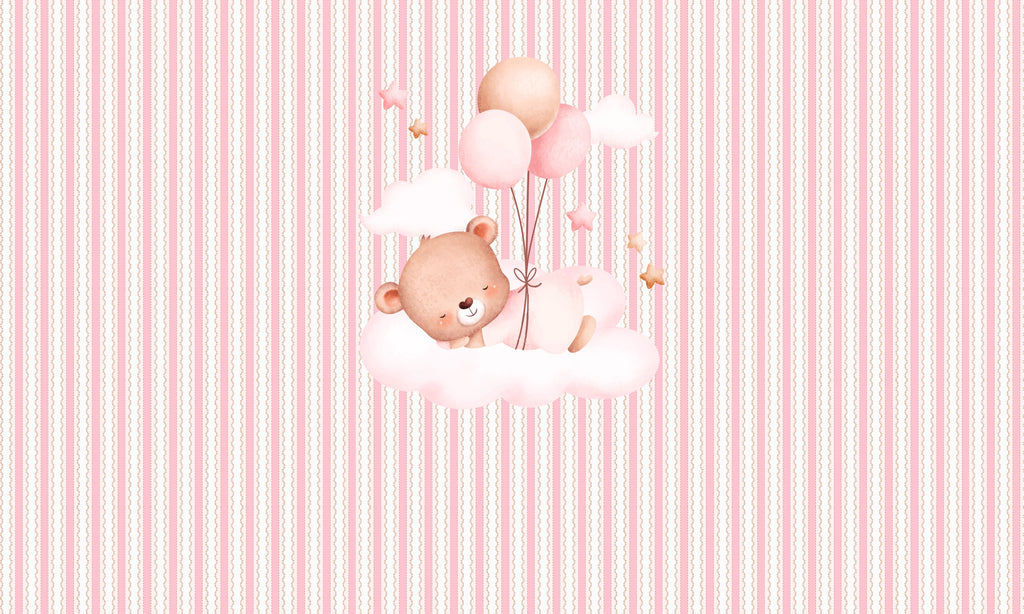 Papel de Parede Adesivo Menina Ursinho nas Nuvens