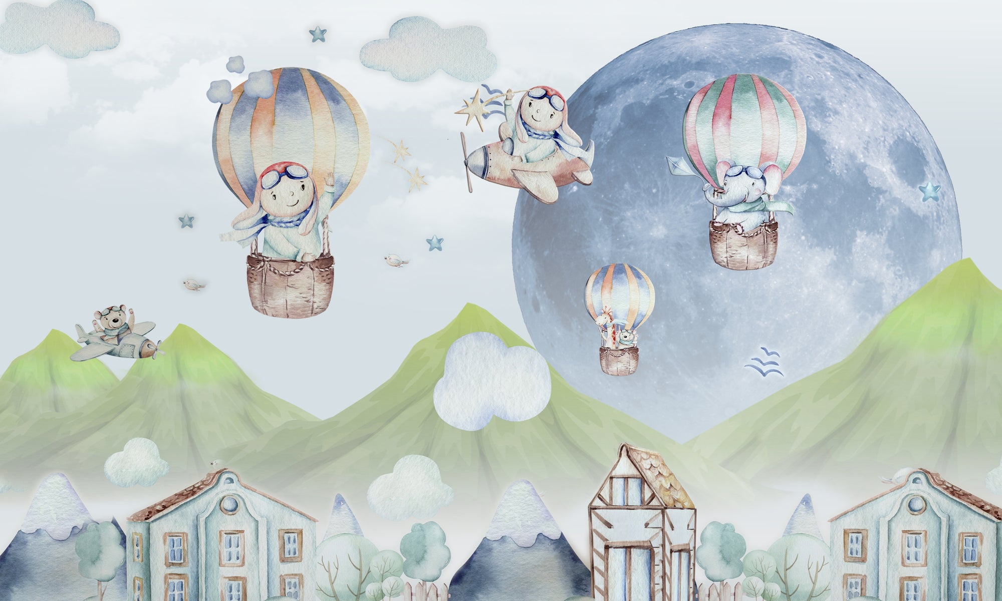 Papel de Parede Adesivo Menino Explorando as Montanhas Encantadas