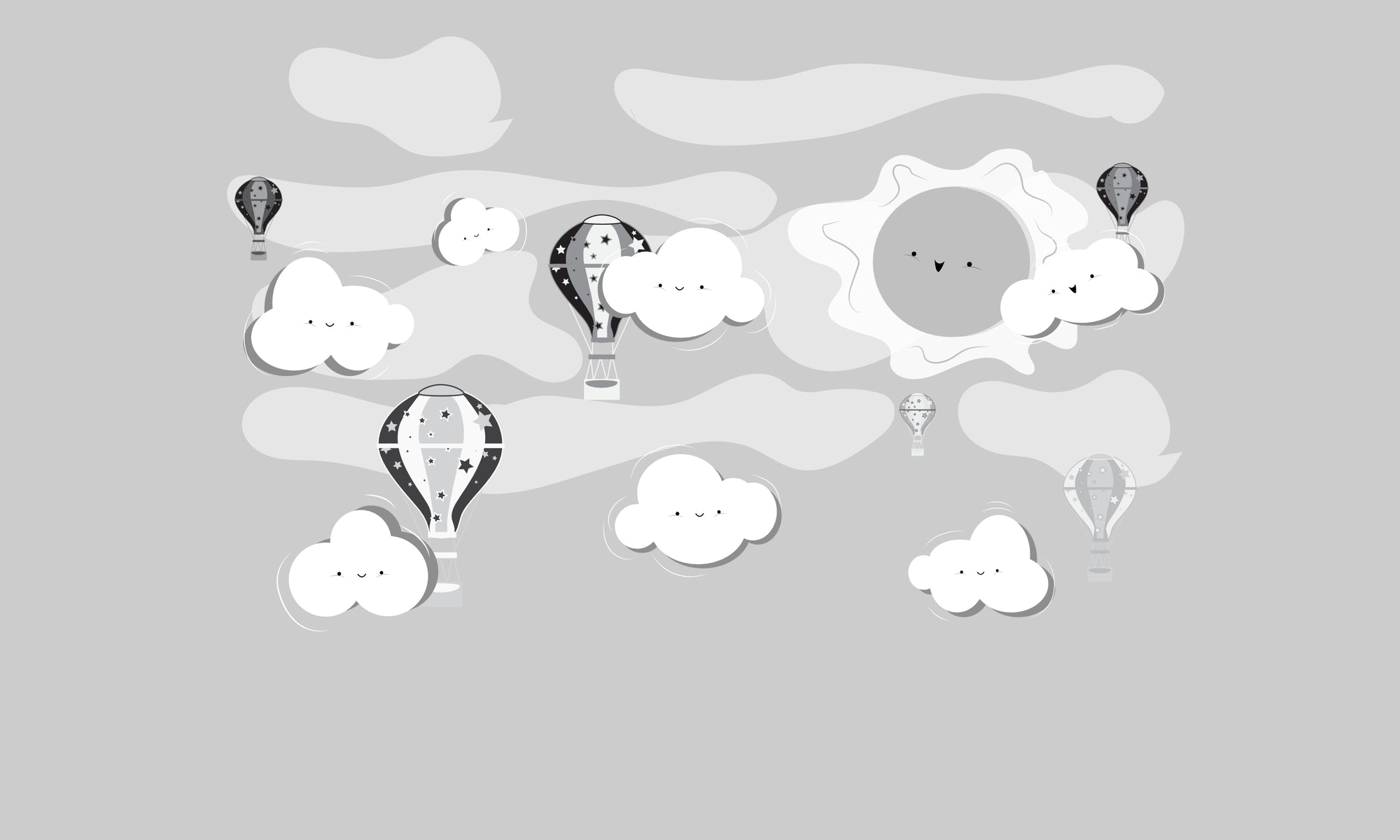 Papel de Parede Adesivo Menino Balão e Nuvens
