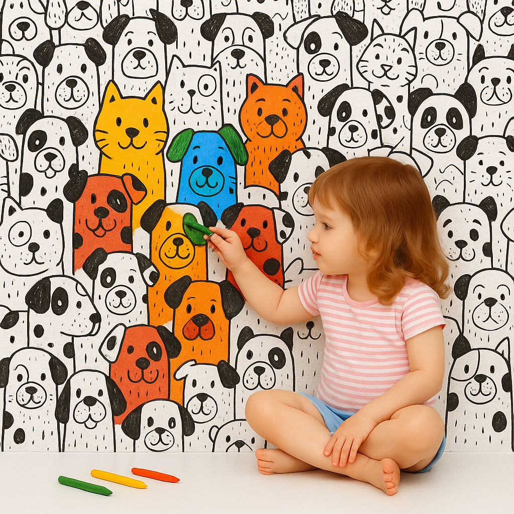 Papel de Parede Adesivo Doodle Dogs