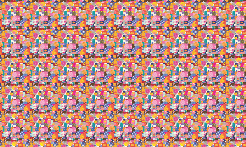 Papel de Parede Adesivo Menina Balão de Retalhos