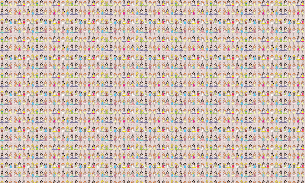 Papel de Parede Adesivo Menina Bonecas Palito