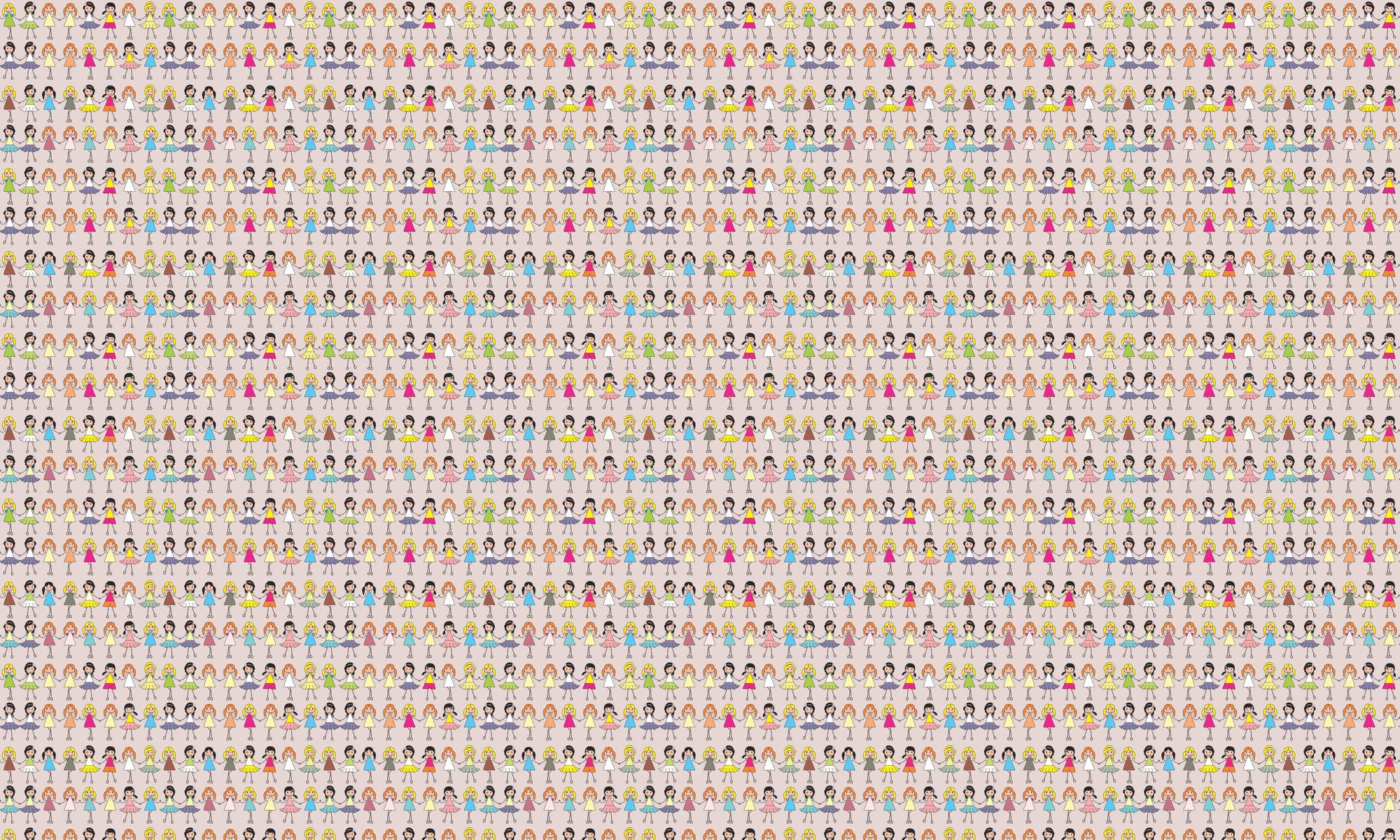 Papel de Parede Adesivo Menina Bonecas Palito