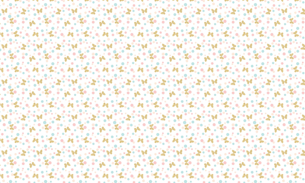 Papel de Parede Adesivo Menina Borboleta Dourada