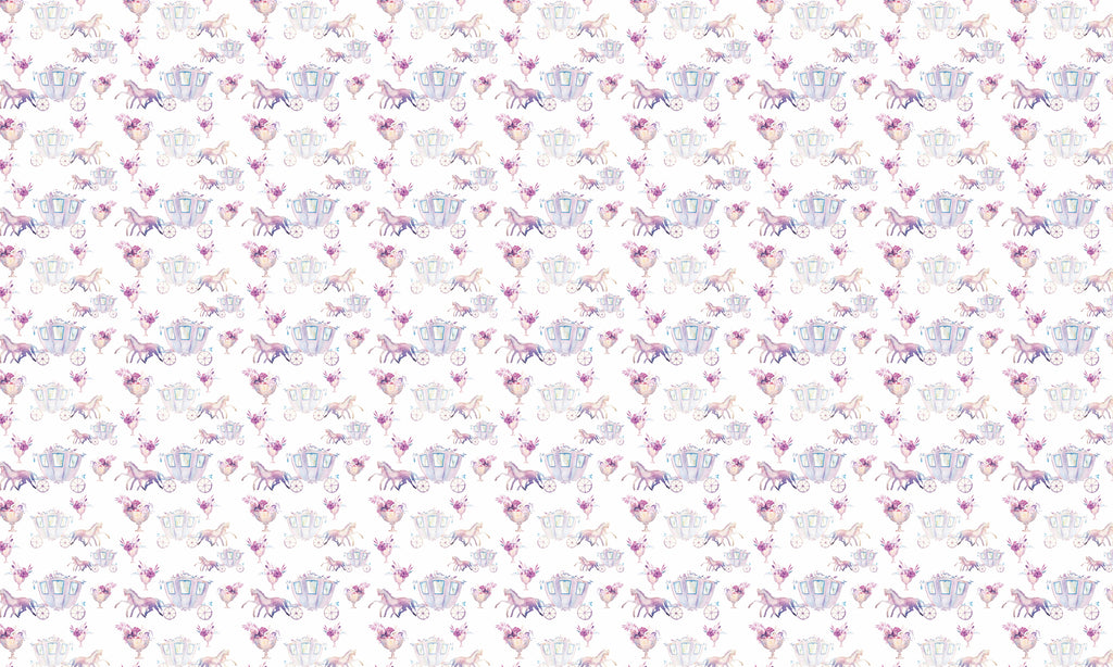 Papel de Parede Adesivo Menina Carruagem
