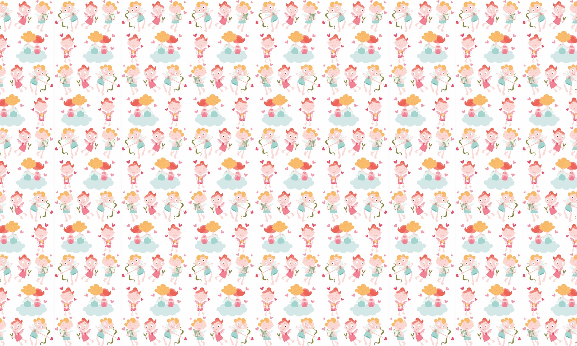 Papel de Parede Adesivo Menina Cupidos