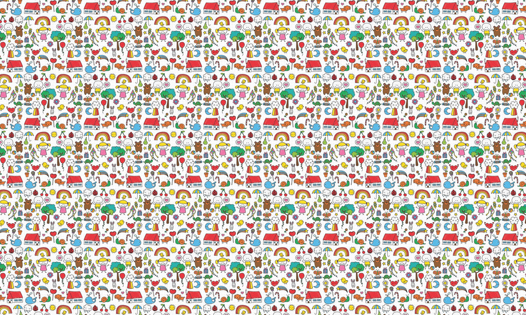 Papel de Parede Adesivo Menina Desenhos Coloridos