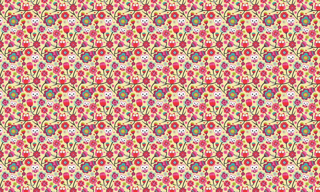 Papel de Parede Adesivo Menina Floral Corujinhas