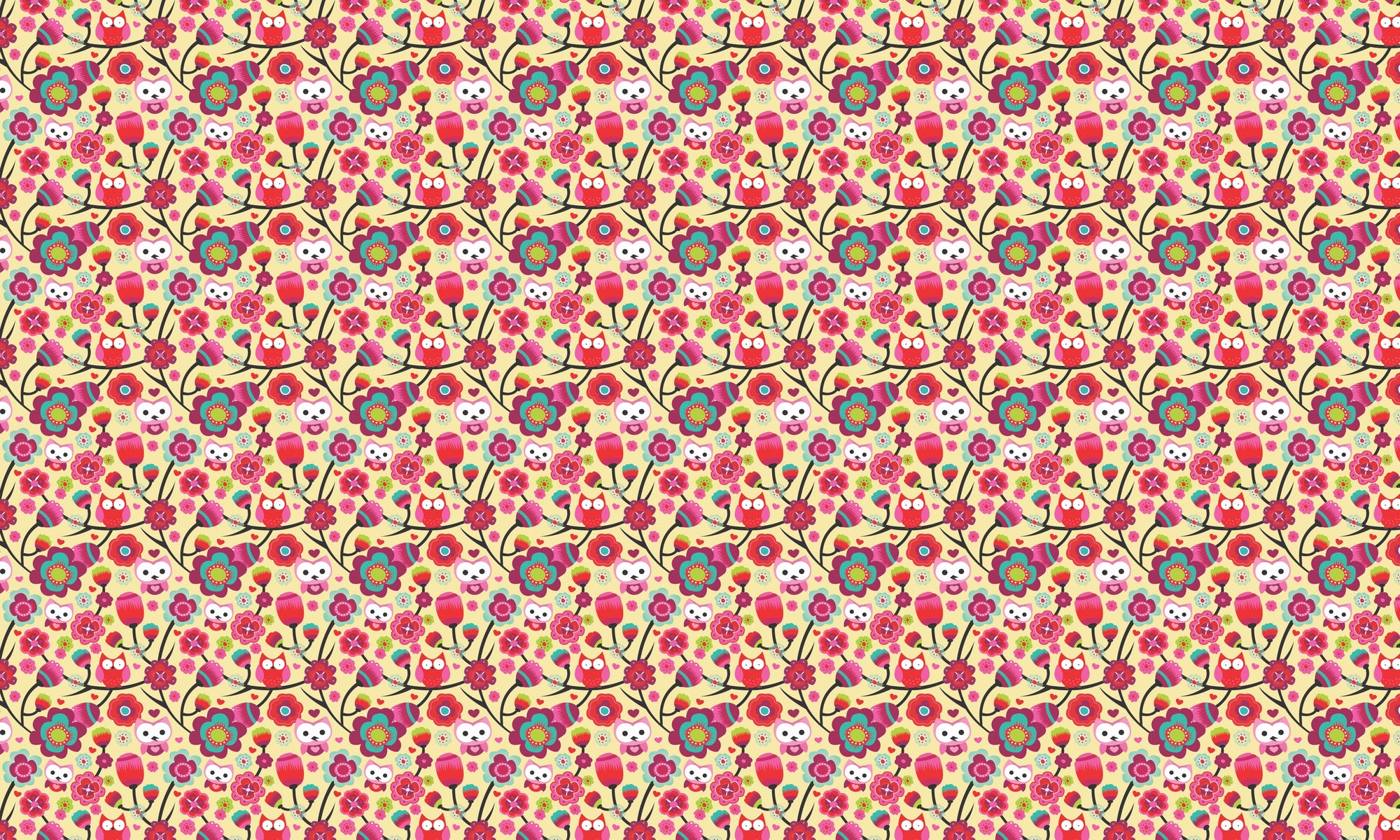 Papel de Parede Adesivo Menina Floral Corujinhas
