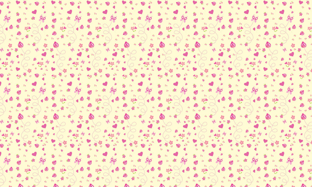 Papel de Parede Adesivo Menina Joaninha Floral