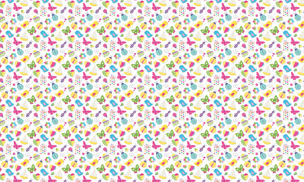 Papel de Parede Adesivo Menina Pássaro Joaninha
