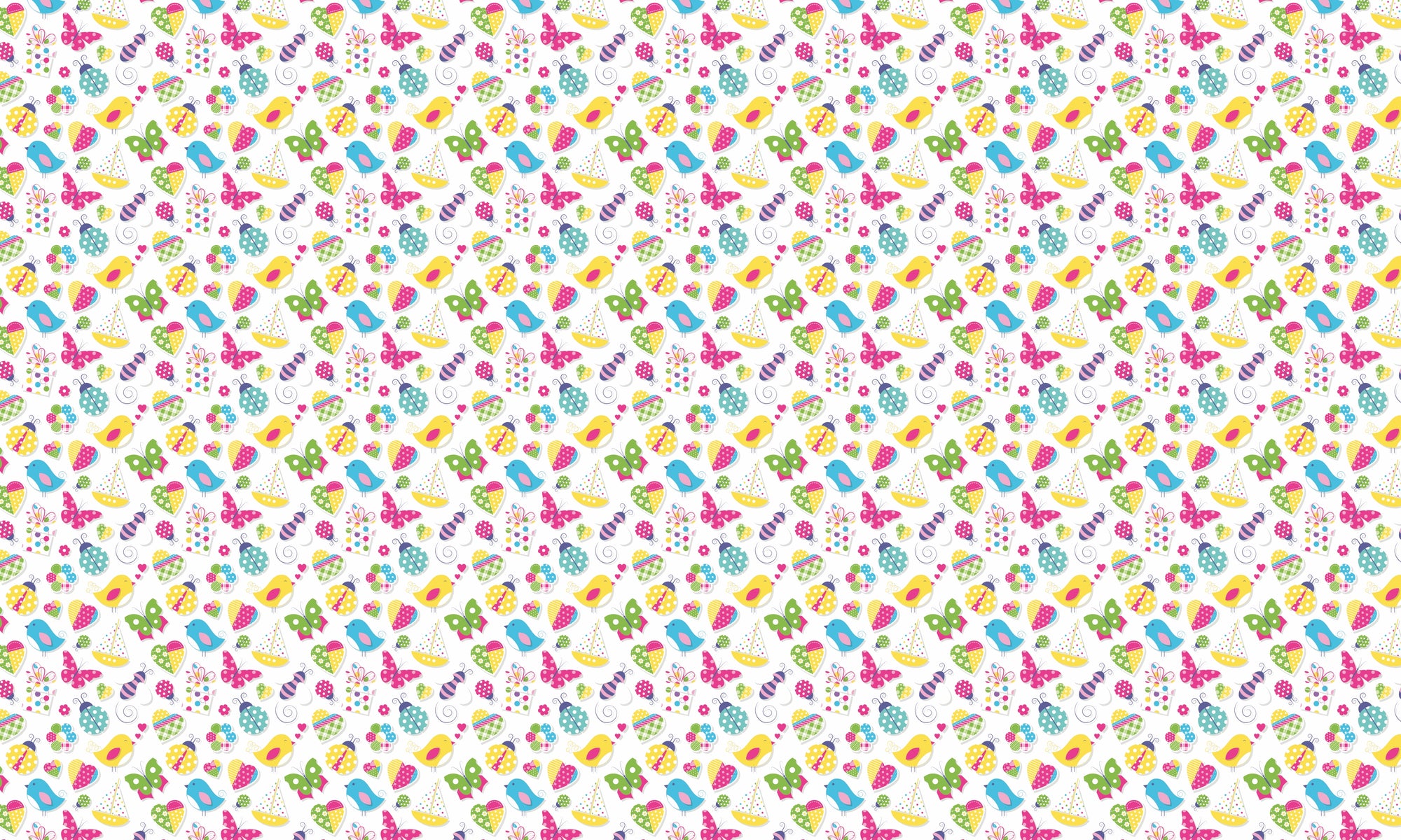 Papel de Parede Adesivo Menina Pássaro Joaninha