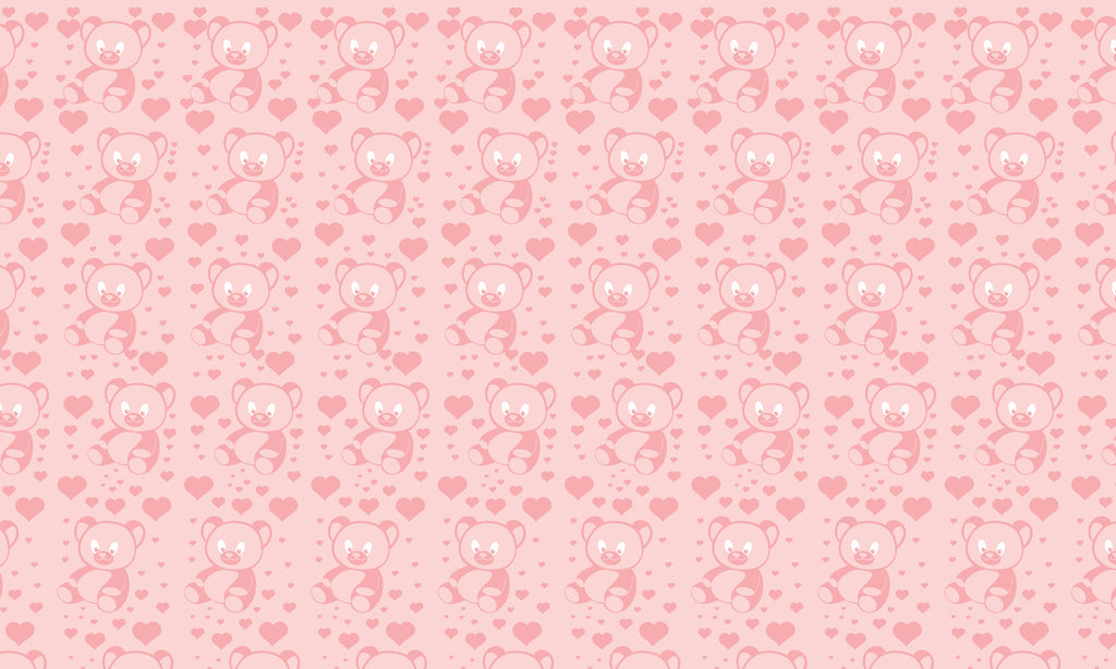 Papel de Parede Adesivo Menina Ursinho Rosa