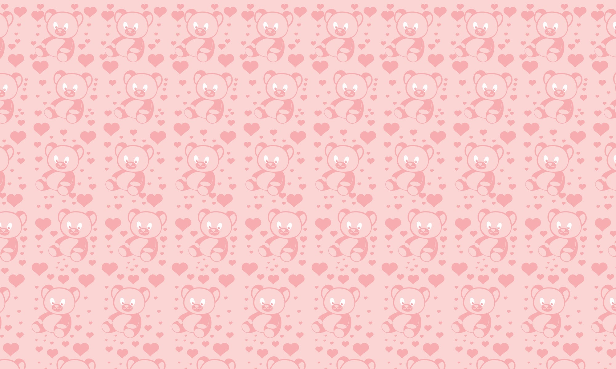 Papel de Parede Adesivo Menina Ursinho Rosa