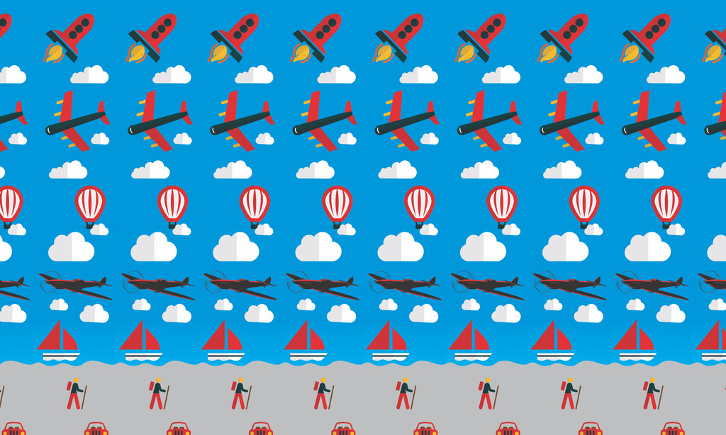 Papel de Parede Adesivo Menino Avião e Balão