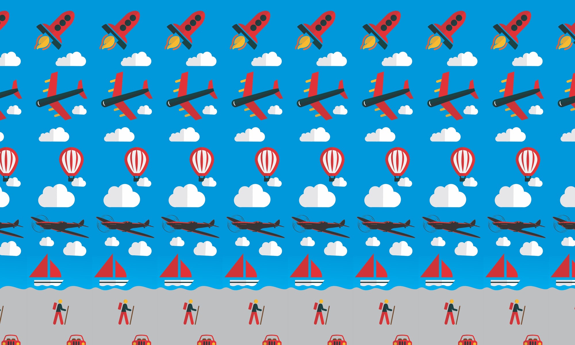 Papel de Parede Adesivo Menino Avião e Balão