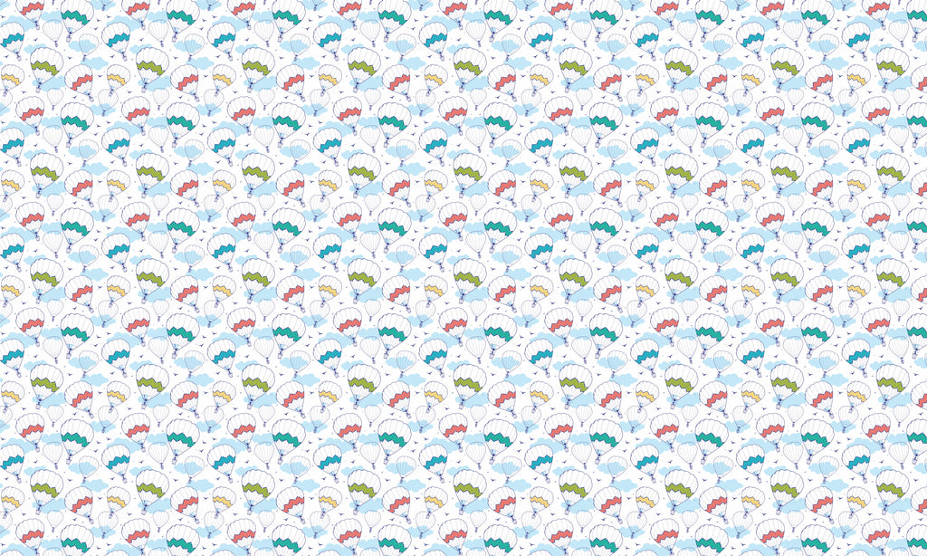 Papel de Parede Adesivo Menino Balão Colorido e Nuvens