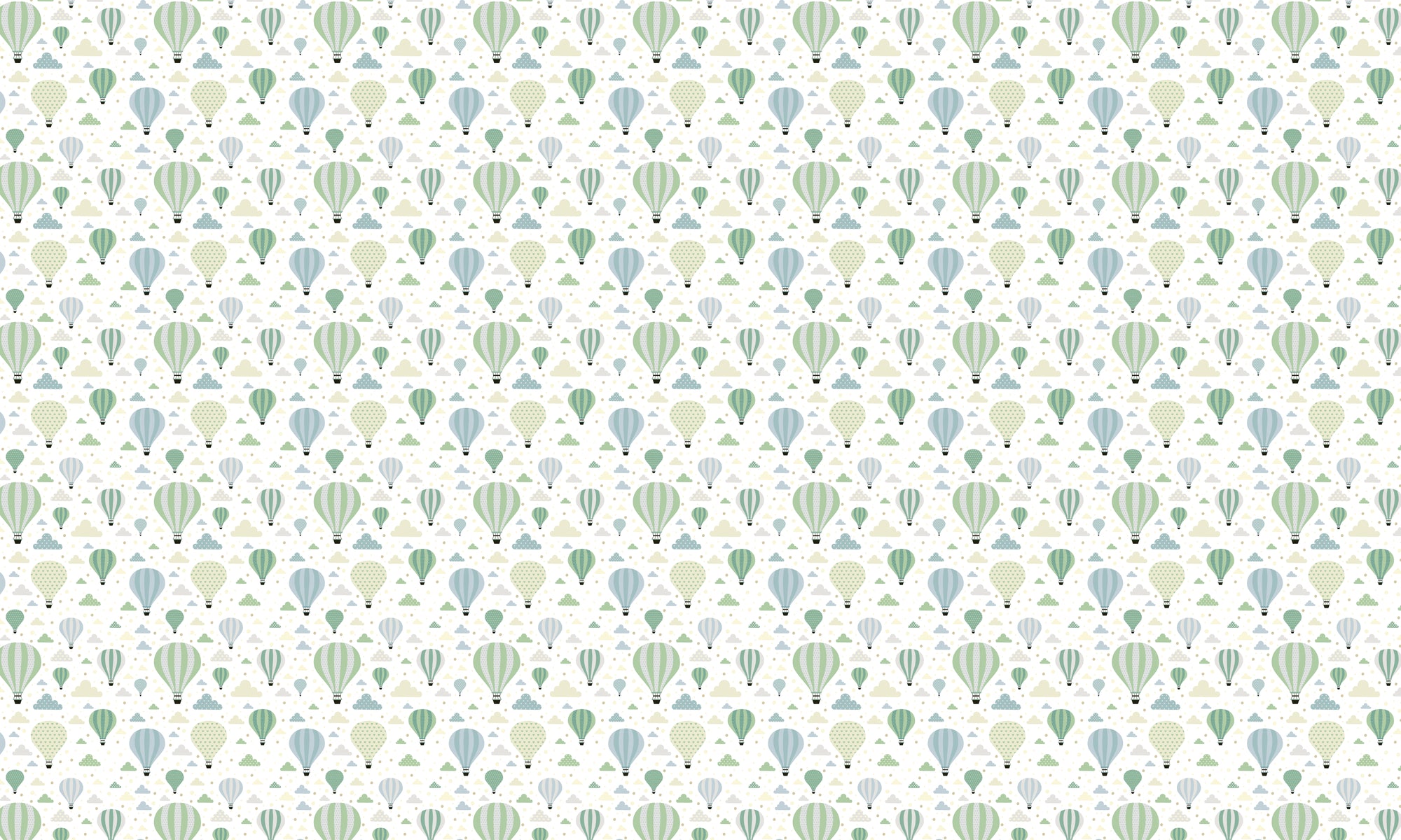 Papel de Parede Adesivo Menino Balões e Nuvens Verde