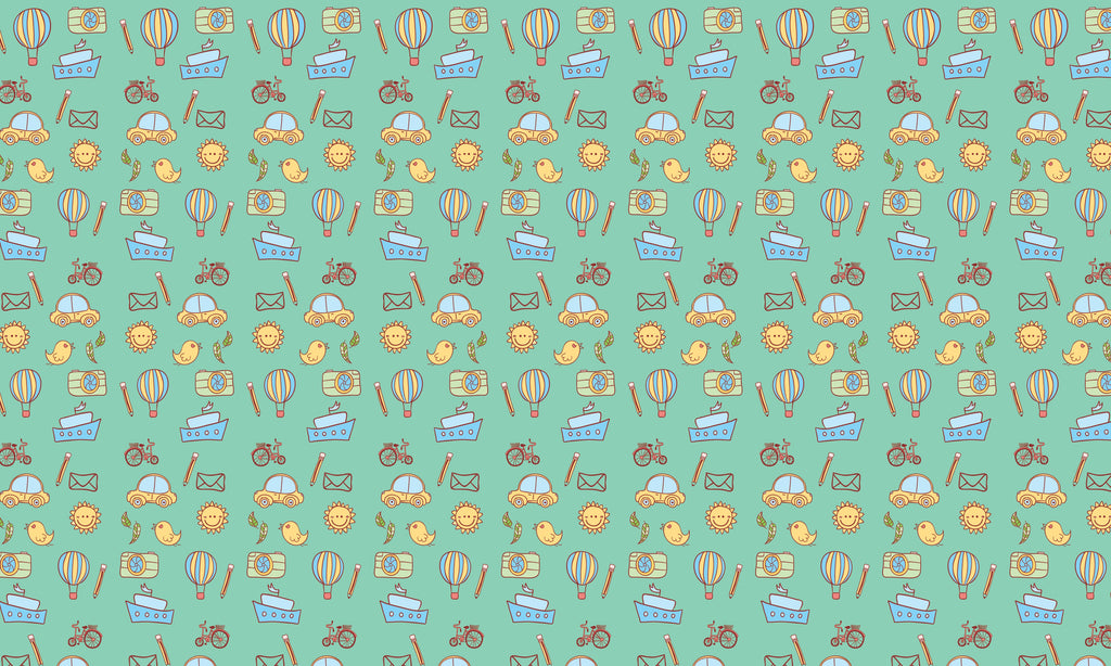 Papel de Parede Adesivo Menino Desenhos Verde