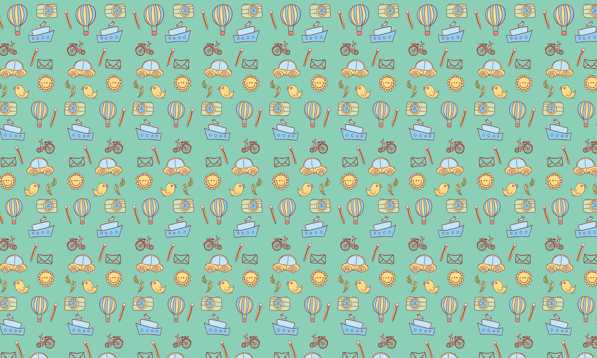 Papel de Parede Adesivo Menino Desenhos Verde