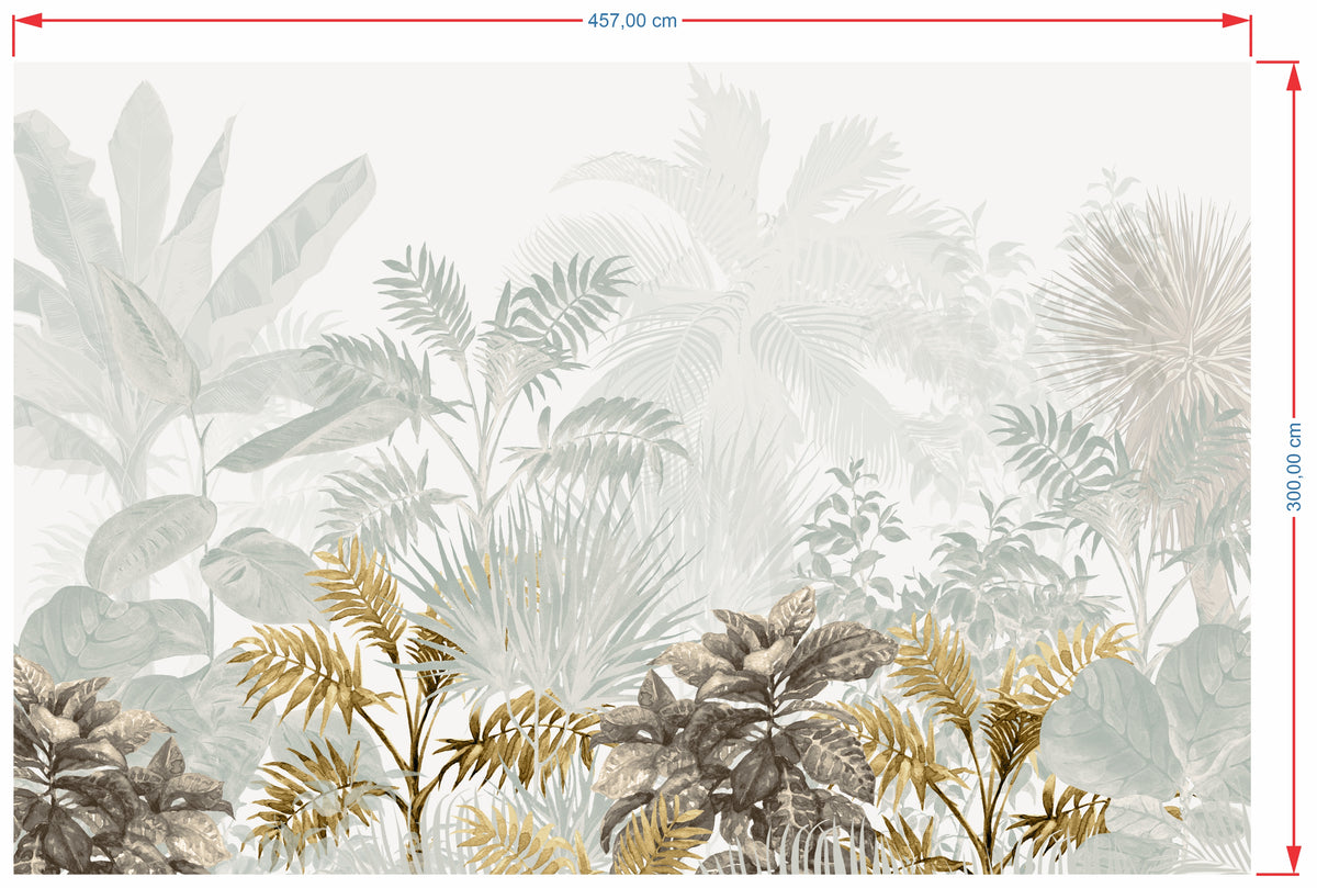 Papel de Parede Adesivo Tropical Gold - Tamanho Personalizado - 4.57 x 3.00 m