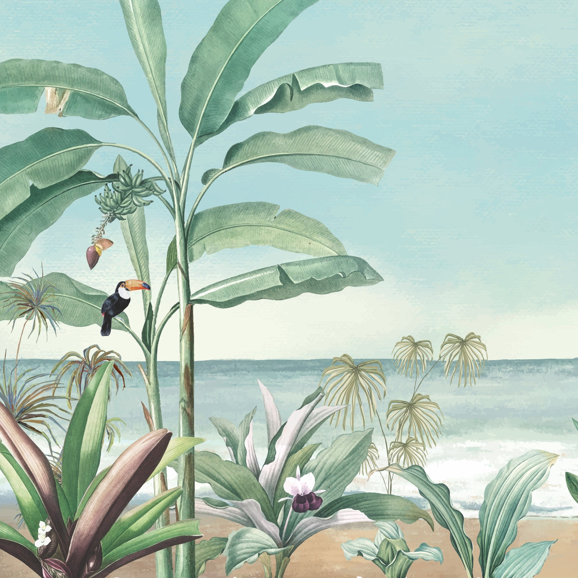 Papel de Parede - Papel de Parede - Plantas Tropicais Praia