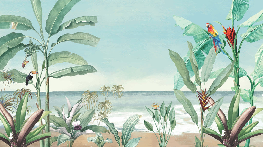 Papel de Parede - Papel de Parede - Plantas Tropicais Praia