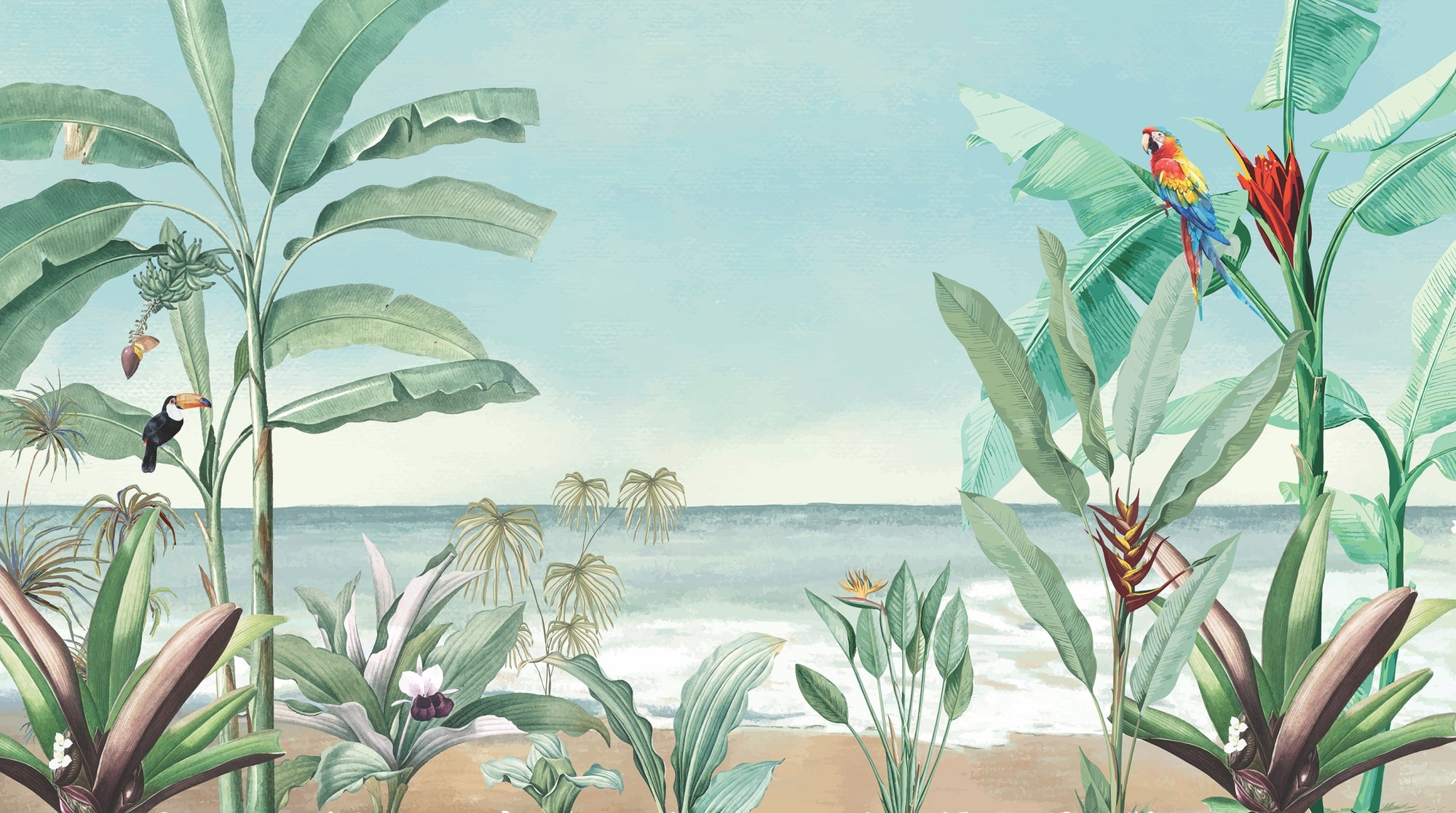 Papel de Parede - Papel de Parede - Plantas Tropicais Praia