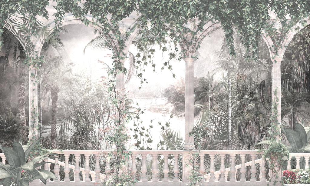 Papel de Parede Adesivo Floresta Tropical Arco Romano