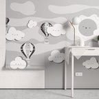 Papel de Parede Adesivo Menino Balão e Nuvens