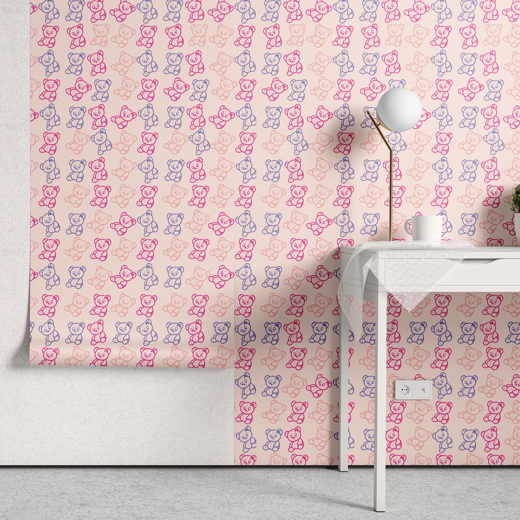 Papel de Parede Adesivo Menina Ursinho