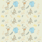 Papel de Parede Adesivo Menino Girafa e Macaco