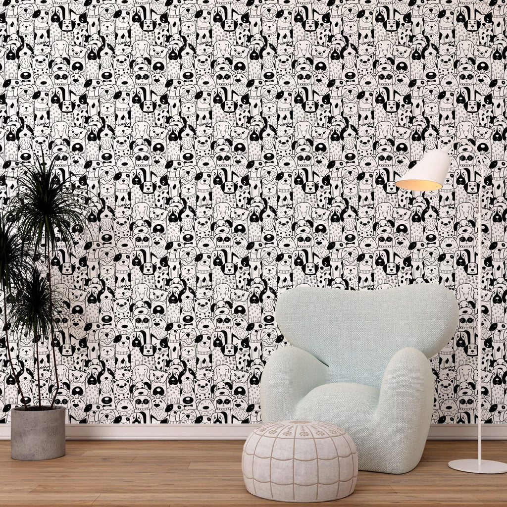 Papel de Parede Adesivo Doodle Dogs