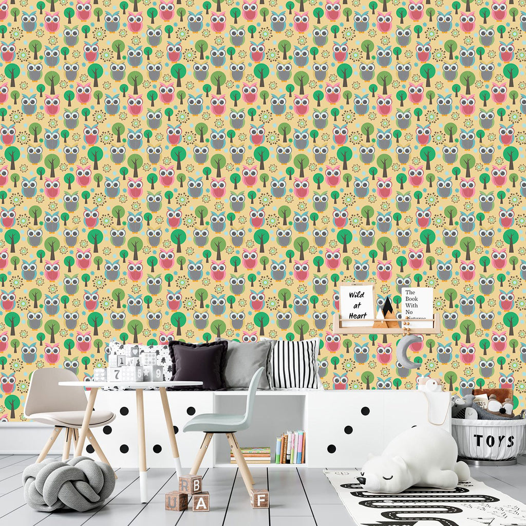 Papel de Parede Adesivo Menino Cantinho Acolhedor das Corujinhas