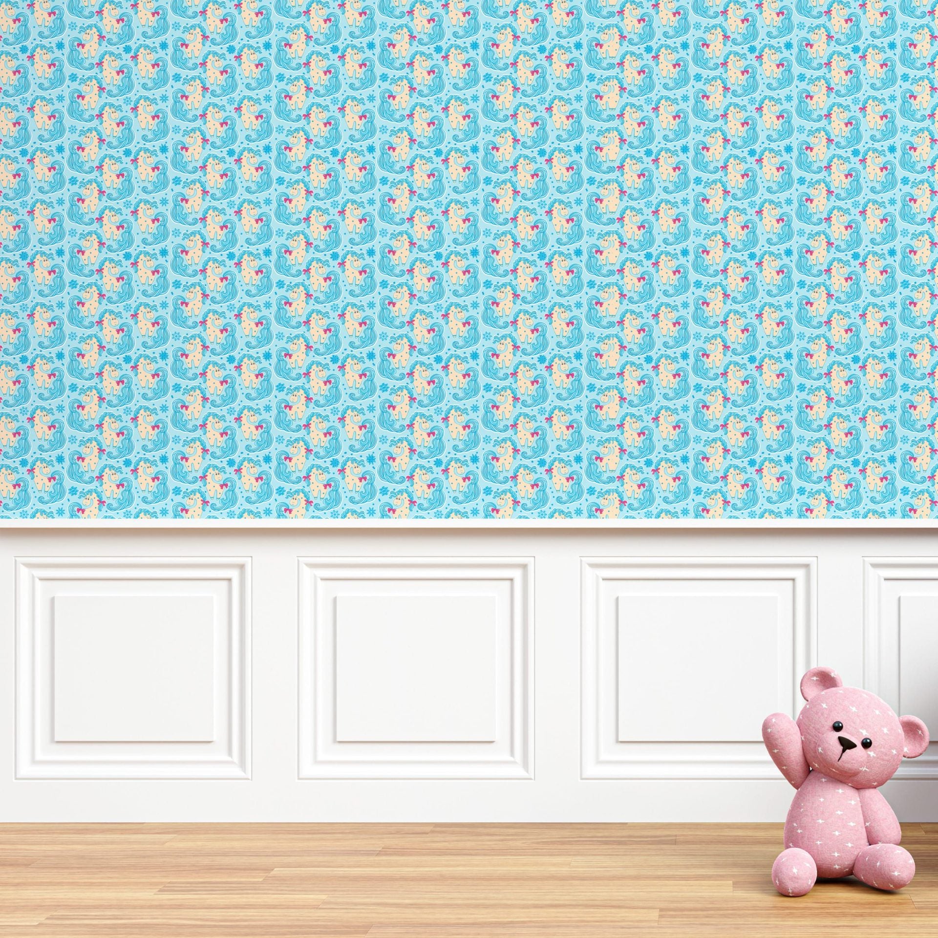 Papel de Parede Adesivo Menina Unicórnio