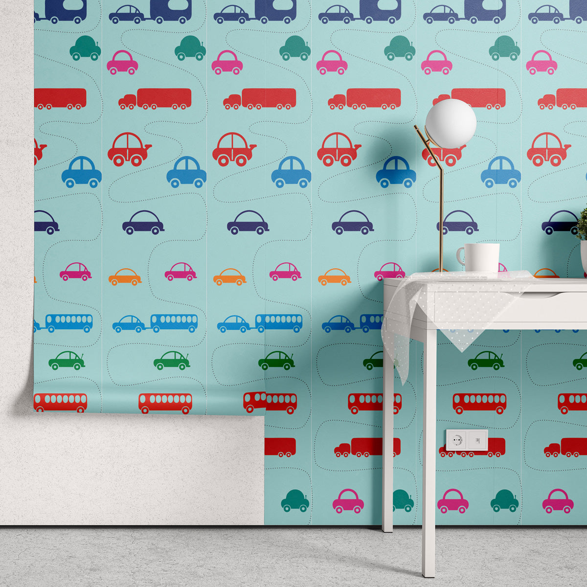 Papel de Parede Adesivo Menino Comboio das Cores