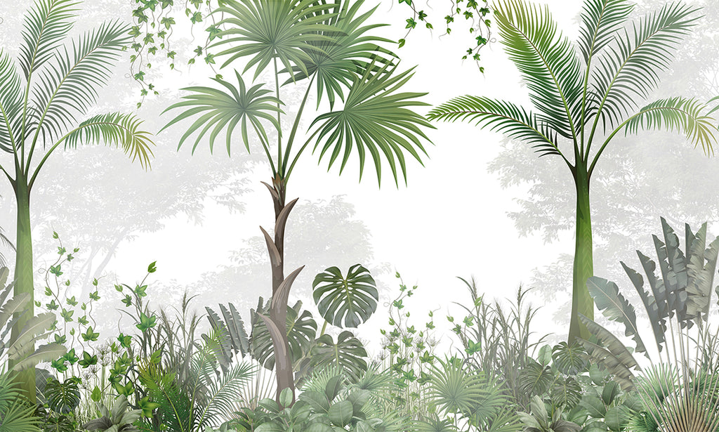 Papel de Parede - Jardim Tropical com Palmeiras