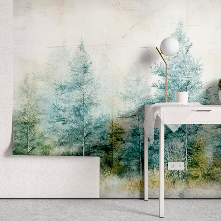 Papel de Parede Adesivo  Floresta de Pinheiros