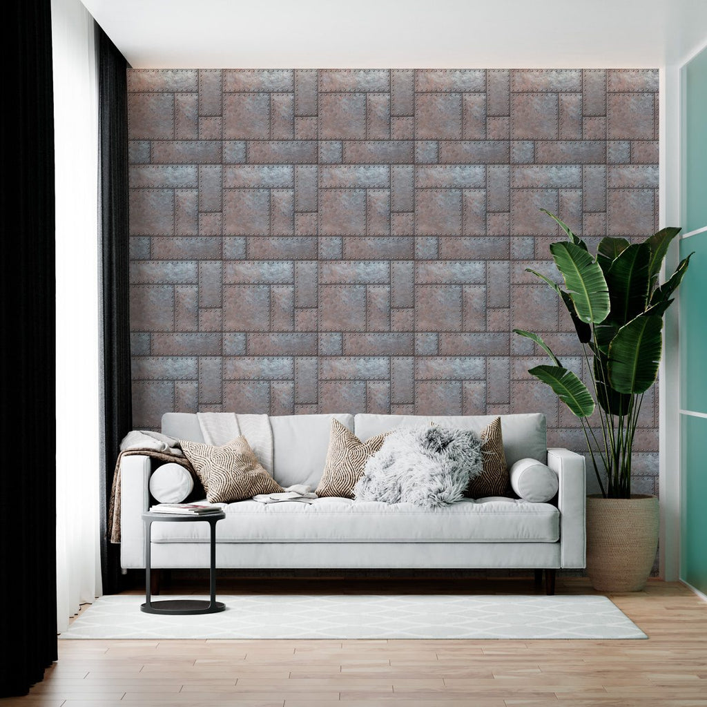 Papel de Parede Adesivo Industrial Metal Rebite Decor 111