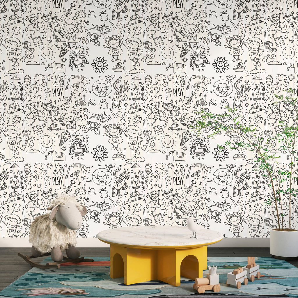 Papel de Parede Adesivo Doodle Diversão