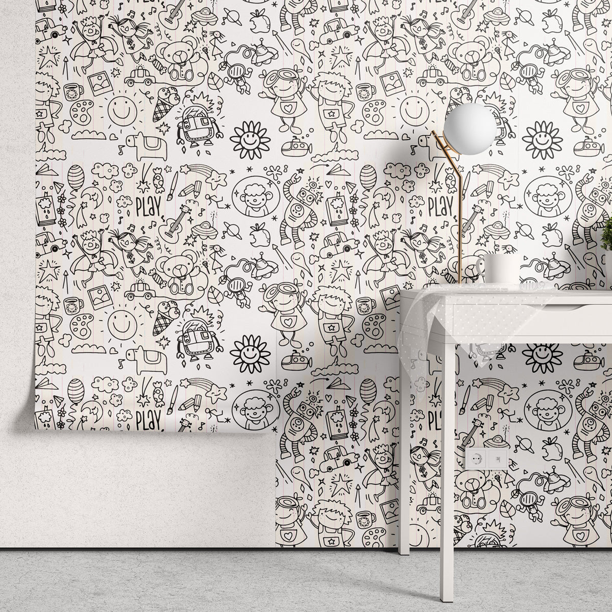 Papel de Parede Adesivo Doodle Diversão