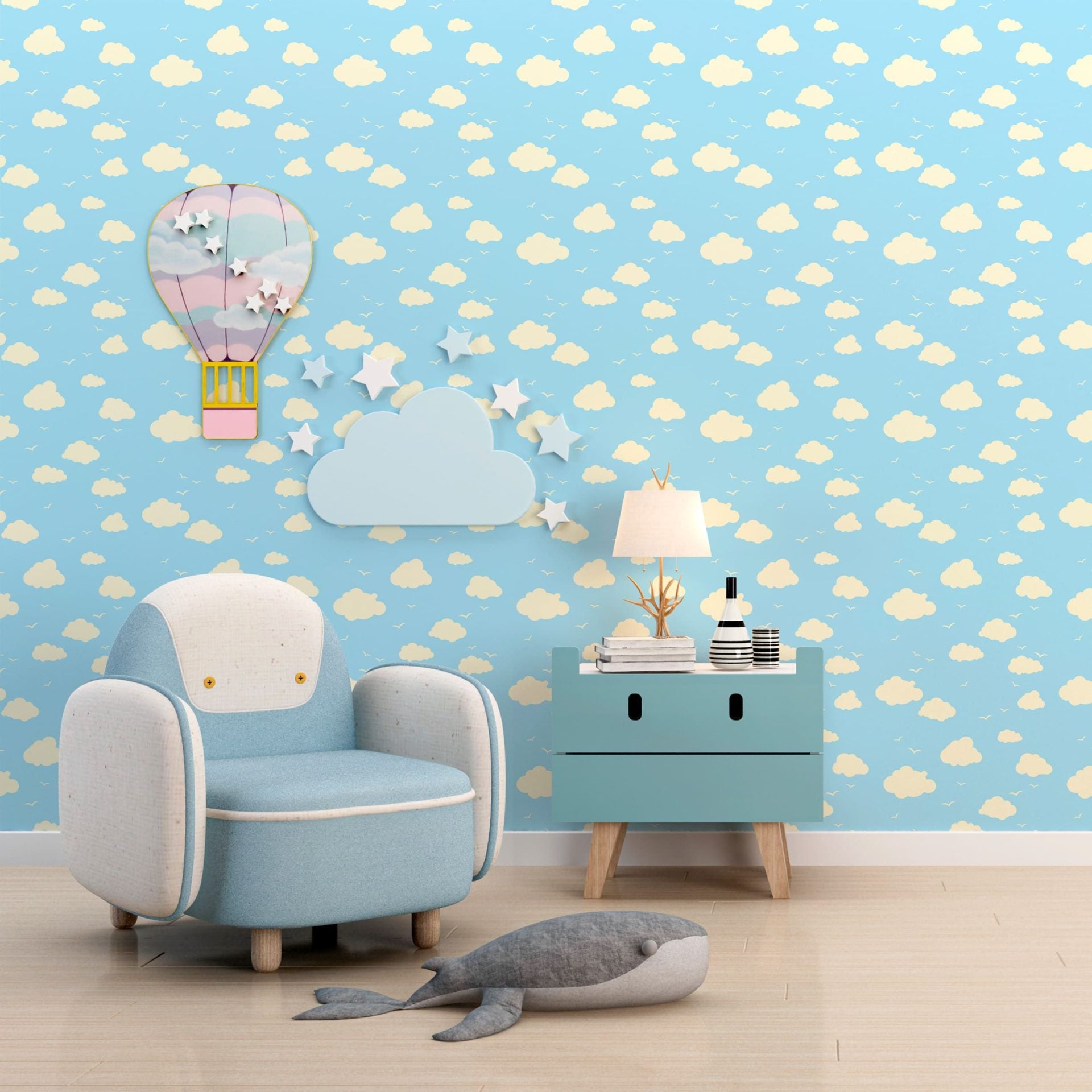 Papel de Parede Adesivo Menino Baby Nuvens