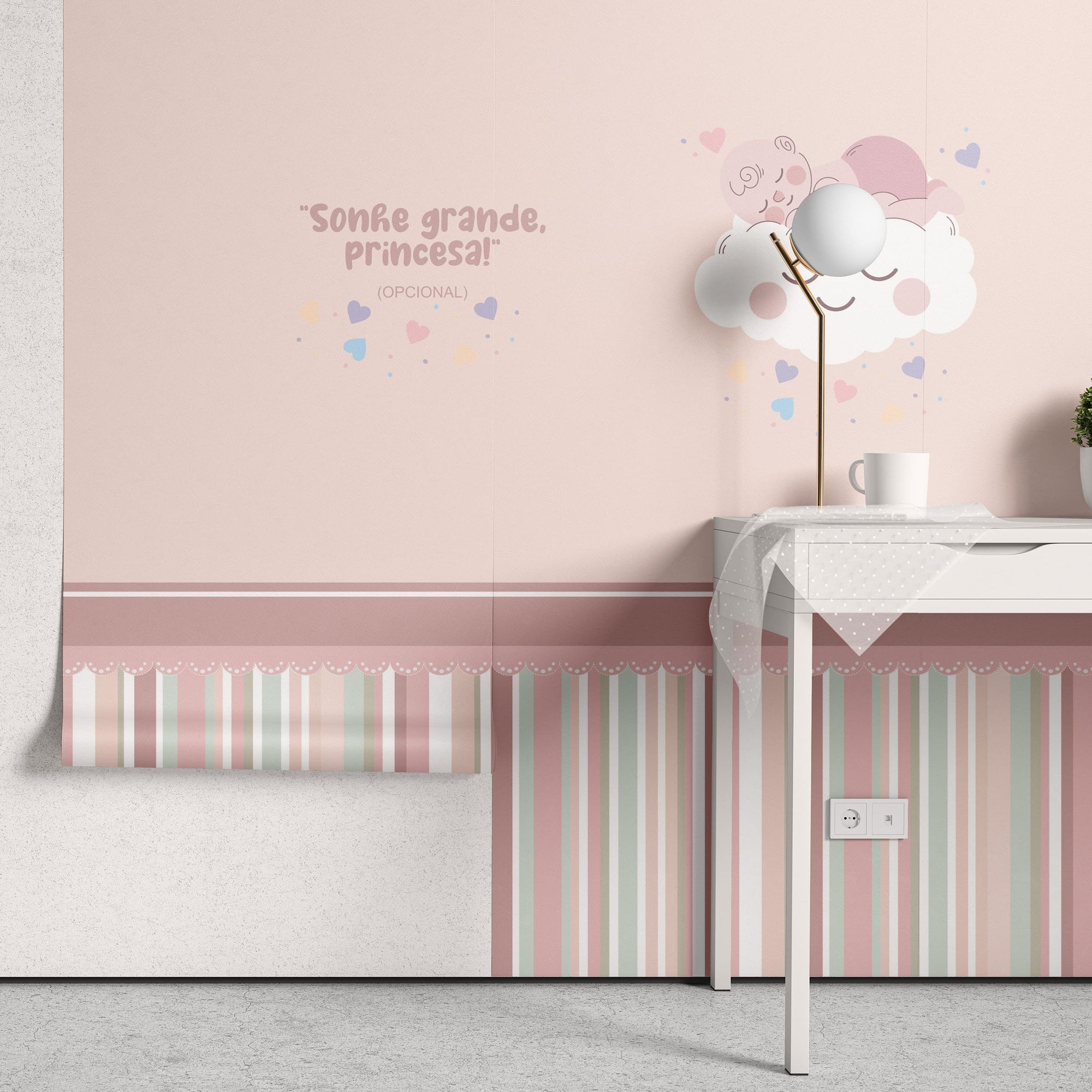 Papel de Parede Adesivo Menina Nuvem Carinhosa