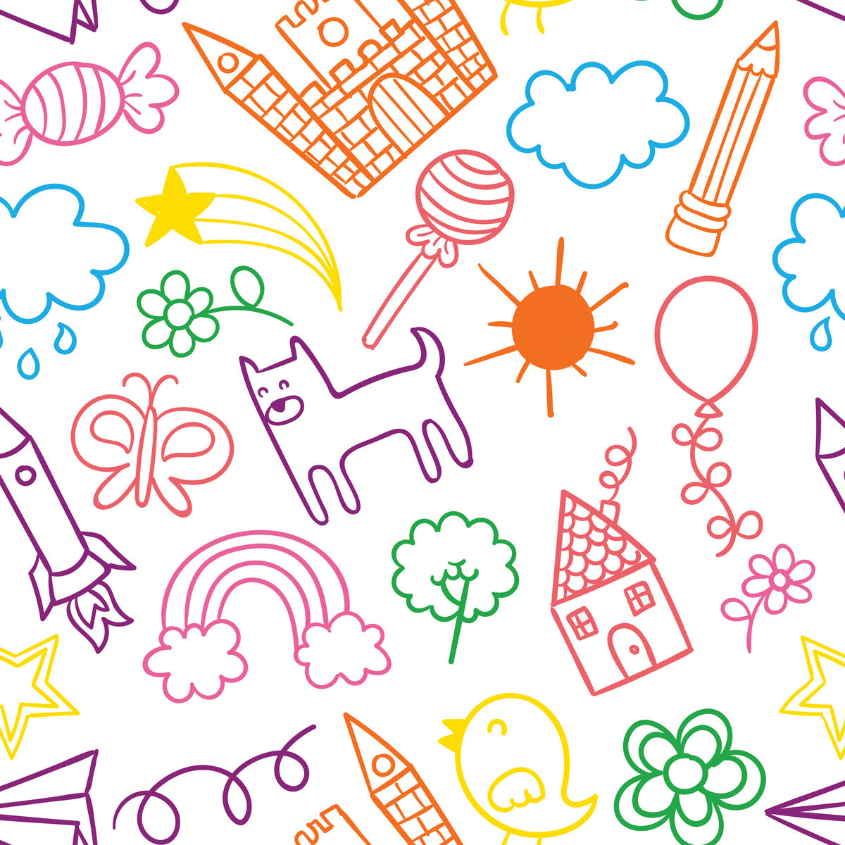 Papel de Parede Adesivo Menino Desenhos a Mão